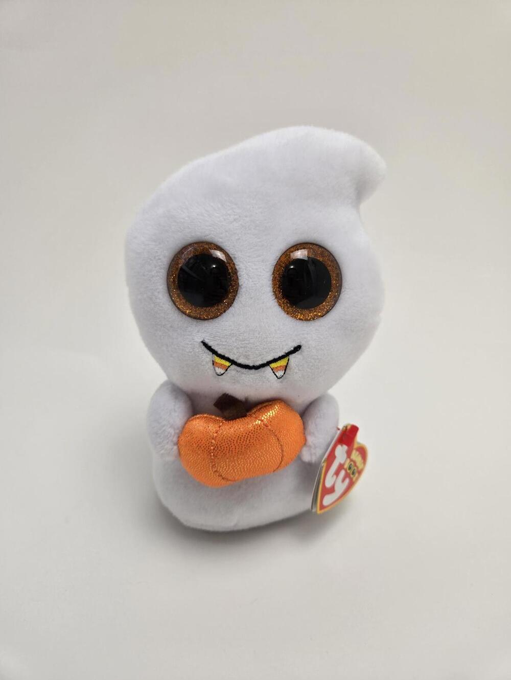 Ty Beanie Boo “Scream” the Halloween Ghost Holding a Pumpkin (6 inch)
